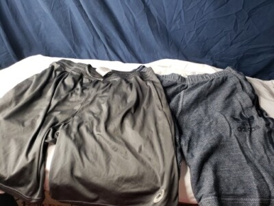 2 Pair Men's Medium Sweat Shorts Adidas ASICS Gray Drawstring Pockets