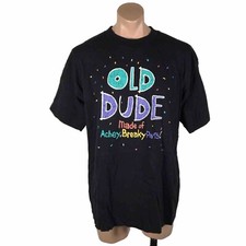 Vintage 90s "Old Dude made of achy breaky parts" Black t-shirt Mens XL USA MADE