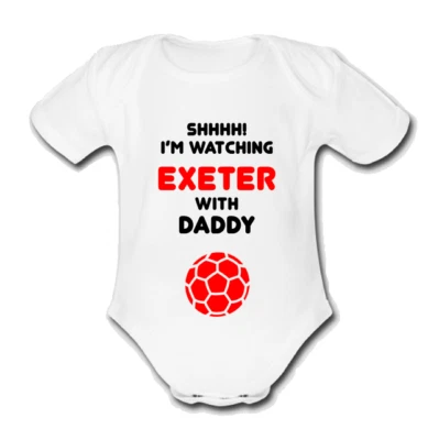 PSYCHOBABY EXETER @ city Babygrow Baby vest grow gift watching with daddy etc football