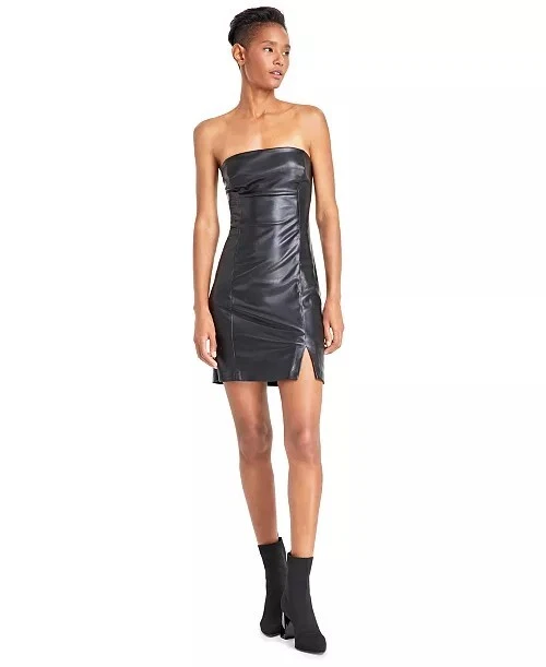 green emerald velvet dress GUESS Reese Women's Faux Leather Dress, Jet Black Multi : Amazon.de: Fashion main image 1
