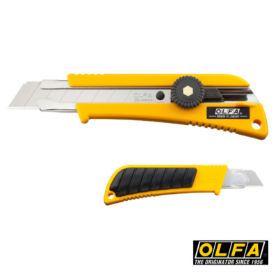 OLFA L-2 Heavy-Duty Cutter 18mm mit Feststellrad, rutschfester Gummigriff