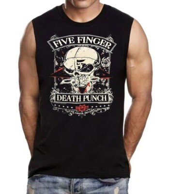 FIVE FINGER DEATH PUNCH N HEAVY METAL ROCK BAND BLACK MUSCLE SHIRT