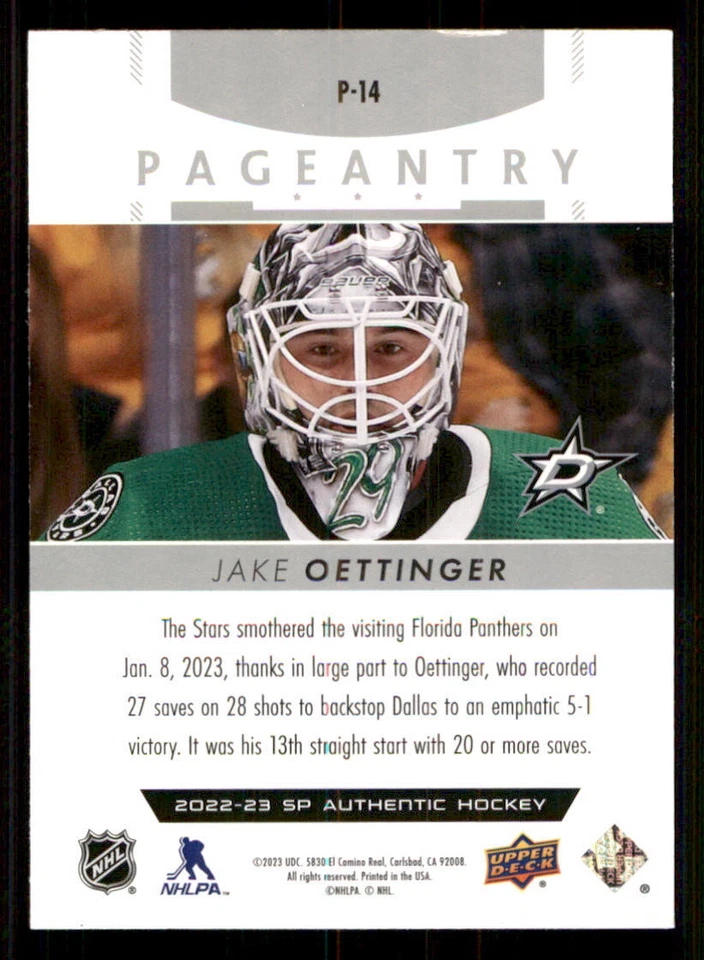2022-23 SP Authentic Pageantry #P14 Jake Oettinger - Image 2 of 2