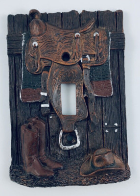 Western Light Switch Plate | Saddle Boots Hat | Brown | 3.5'' x 5.25'' | Used