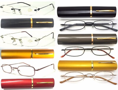 Röhrenetui Lesebrille +0,50~+4,00 leicht zu tragen leichtes Gestell flexible Arme