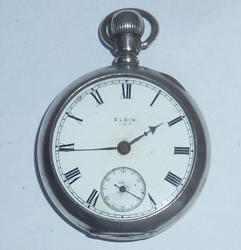 ANTIQUE SILVER ELGIN GENTS POCKET WATCH 1916 15JEWELS 116.8G 18s