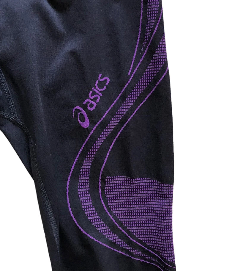 Asics Studio Fit Sana Seamless Capri Crop Leggings Size M Women Black Purple - Image 4 of 4