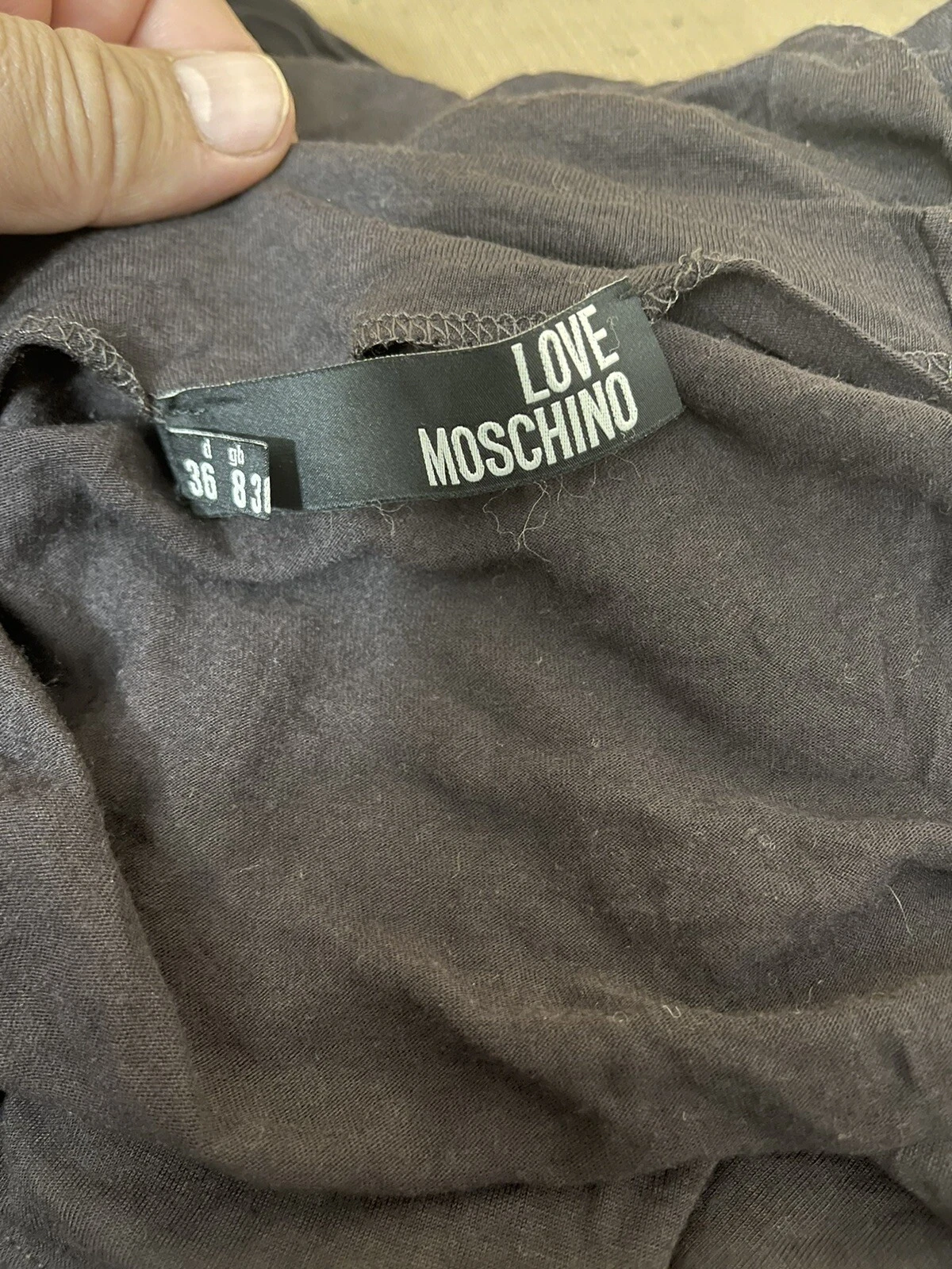 Vintage Donna Love Moschino Marrone Scuro Miscela Modale Lana Taglia 4 Made in Italy