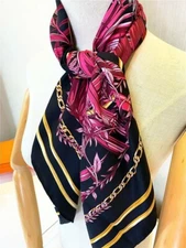 100% Silk Scarf Women Shawl Wrap Large yellow black 35" Square 