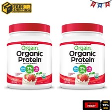 2P Orgain Organic Vegan 21g Protein Powder, Plant Based Shake Drink Strawberries