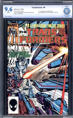 TRANSFORMERS #4 CBCS 9.6 WHITE PAGES / 1ST APPEARANCE OF SHOCKWAVE MARVEL 1985