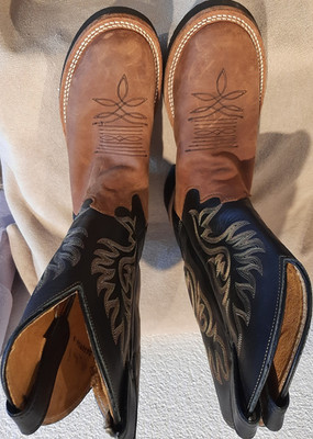 Justin Boots Westernstiefel Tekno Crepe braun schwarz Stickerei Größe 41 / 42