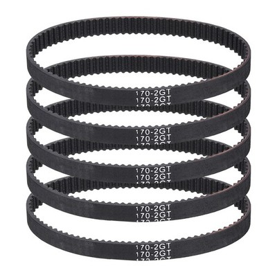 170mm GT-2 Timing Belt, 5pcs 6mm Width 2mm Pitch 3D Printing Closed Loop, Black