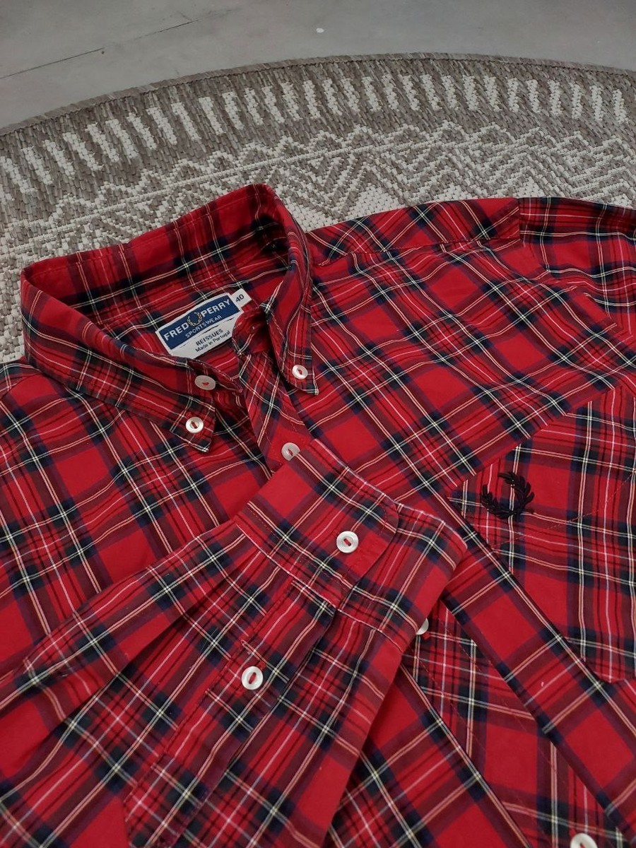 トップス FRED PERRY Reissues L/S Tartan Shirt Fred Perry Reissues Shirt Men's Red Tartan Button up size 40 | eBay