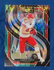 2024 Panini Select Premier Level Carson Steele #142 Black &Green Shock Prizm RC