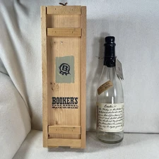 Booker’s True Barrel Bourbon 7 Yr Old 750ml Empty Bottle Wood Box SlSliding Wood