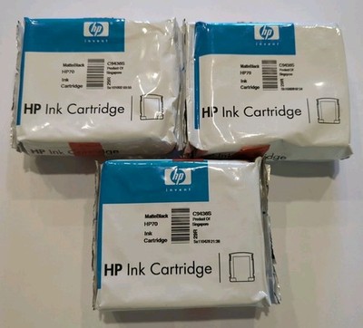 Lot Of 3 Genuine HP 70 Matte Black Ink 69ml DesignJet Q6675A L3S81B E1L21B  