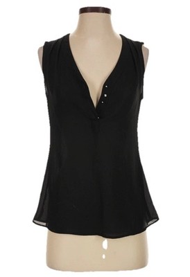 Express Women's Black Sleeveless 1/4 Button Blouse Size XS NWT