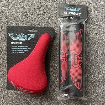Neu SE Bikes Flyer Sitz 3 Stück Pad Set rot & schwarz Sattel Rahmen Gabeln Bars Pad