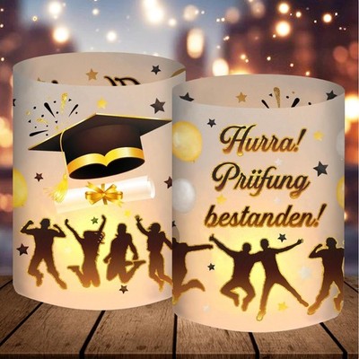 12 Elegante Windlichter für Prüfung Bestanden Deko - Abitur 2025 Tischdekoration
