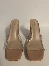 PRETTY LITTLE THING NUDE CLEAR STRAP HIGH HEELS SIZE 9