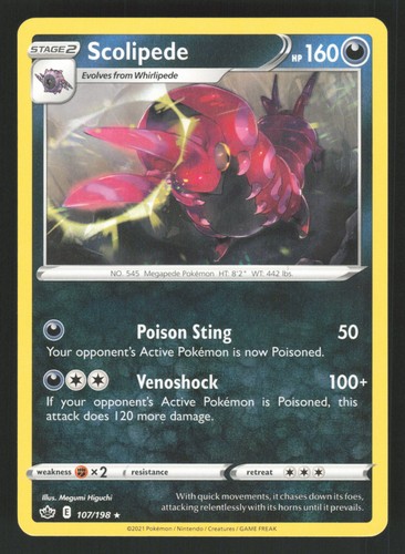 English NM Scolipede 107/198 SWSH06 Pokemon SWSH06: Chilling Reign