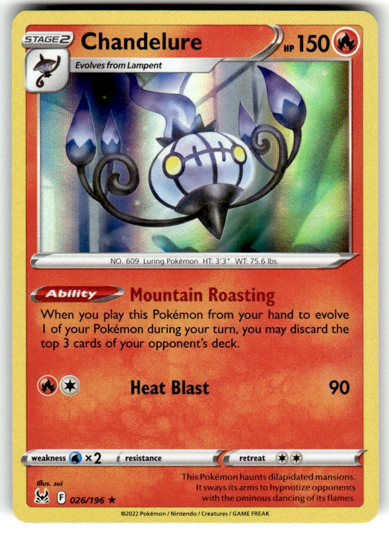Chandelure 026/196 Holo Rare Lost Origin Pokemon NM
