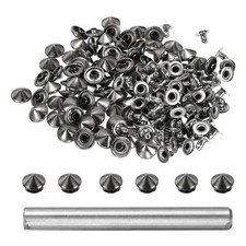 80pcs Round Studs Rivet 10mm Rapid Punk Spikes Leathercraft Decoration, Grey