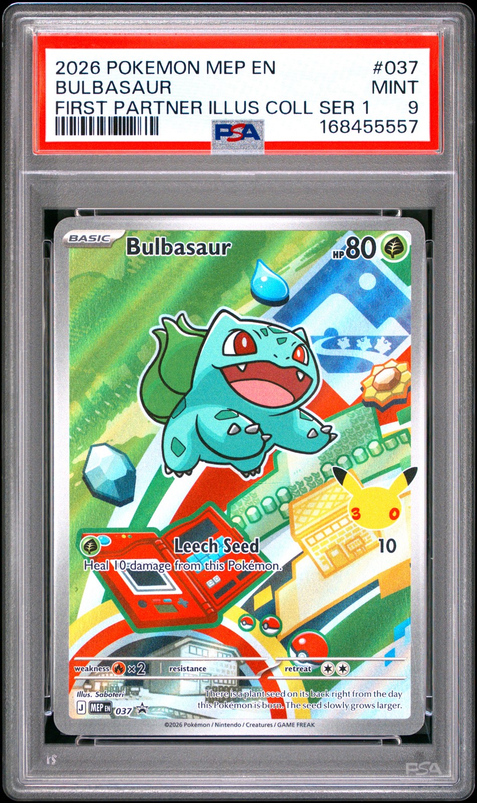 2026 POKEMON MEP FIRST PARTNER ILLUSTRATION COLLECTION #037 BULBASAUR PSA 9