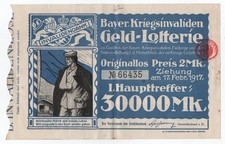 Geld Lotterie , Bayerische Kriegsinvaliden. 1916.