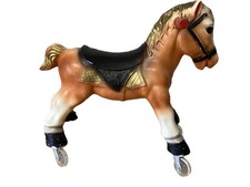 Blazon 1965 Child's Miniature Riding Horse 16X18 Blow Mold On Wheels Vtg Toy