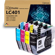 4 Pack LC401 Ink Cartridges Compatible for Brother MFC J1010DW J1012DW J1170DW
