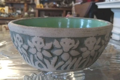 Vintage Red Wing Pottery Brushware 5.75" Daffodil Bowl USA