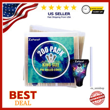 200 Pack Pre Rolled Cones  Natural Slow-Burning Cones Rolling Paper  108mm Kin