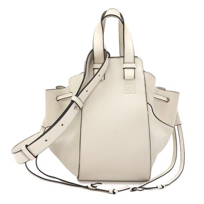 LOEWE Hammock Drawstring Small Hand Shoulder Bag Leather White 90326091