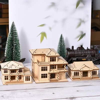 3D Holzhaus Puzzle Gebäude Architektur Szene unbemalt moderne Villa