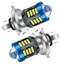 2Pack LED Bulb 1200LM 13W with Lens, Hi/Lo Beam Super Bright 12V-80V H4 White