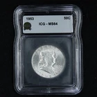 1953 Franklin Silver Half Dollar Uncirculated ICG MS64 50C