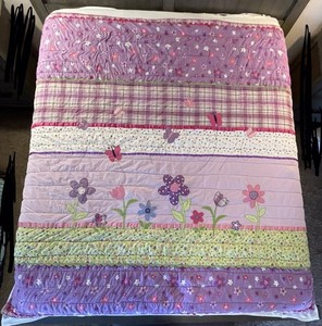Circo Purple Pink Green Flower Cotton Girls Quilt Full/Queen & 2 Shams 81.5x84”