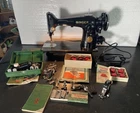 Vintage Singer 201 Sewing Machine 1938 Serial # AE803902 With Attachments