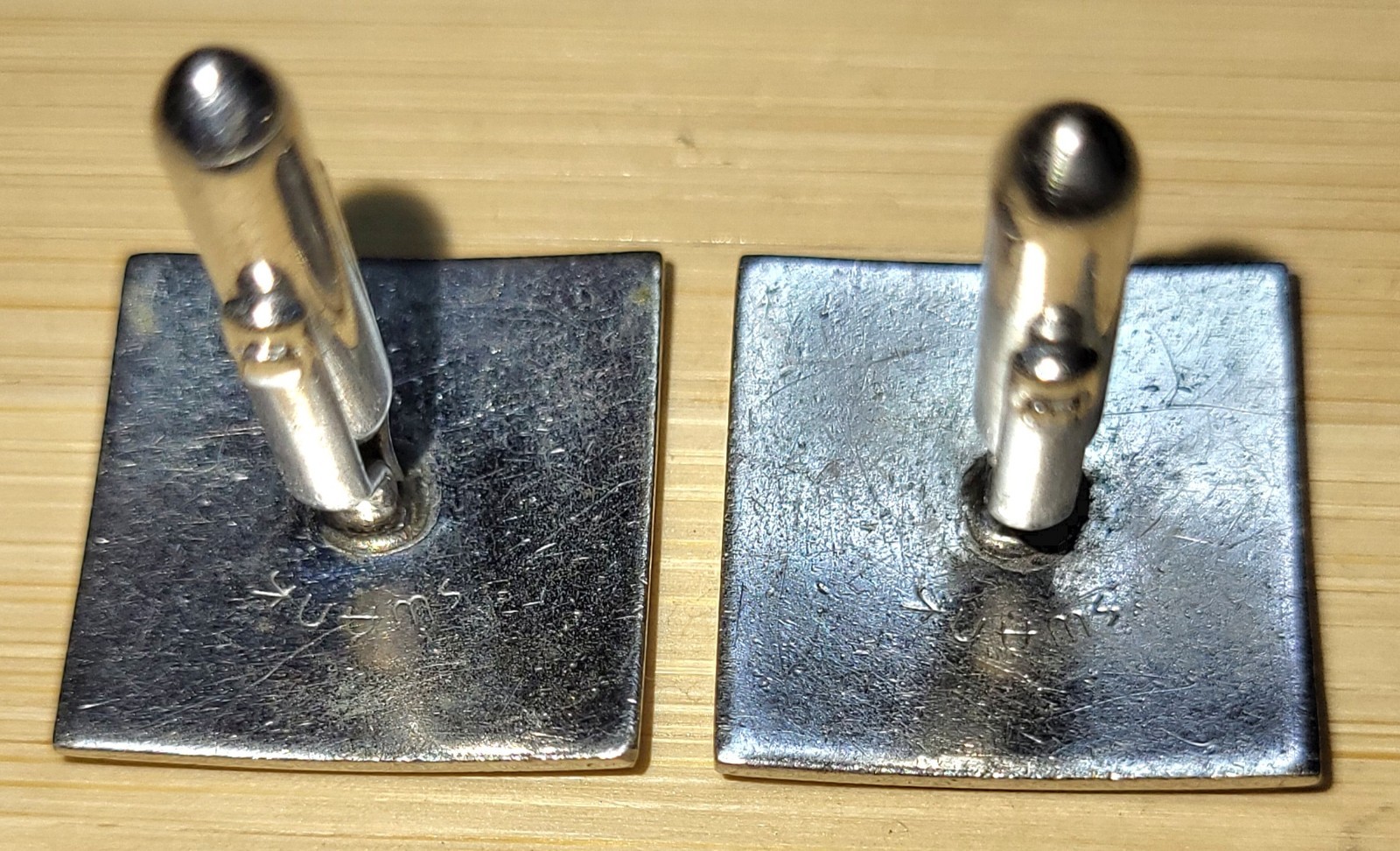 SWANK Silvertone Geometric Pattern Square Cufflin… - image 5