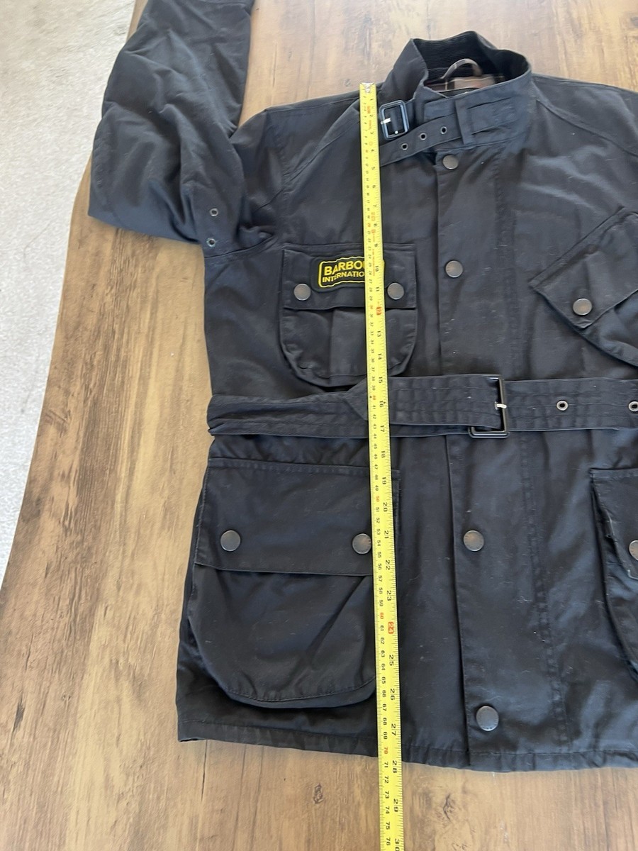 Barbour International Trials Wax Jacket Mens Small, Black Belted