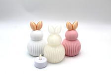 Set of 3 Easter Bunny Decor  LED Tea Light Included  3D Printed Spring Decor
