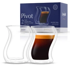 Pivot Espresso Shot Glass – Set of 2 oz Espresso Cups with Unique Design – Do...