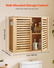 Bathroom Wall Cabinet, 2 Doors and Adjustable Shelf with 3 Height Levels, Over t