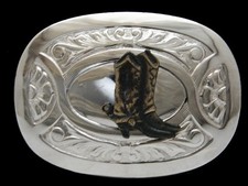 QA01168 VINTAGE 1970s COWBOY BOOTS ORNAMENTAL WESTERN COWBOY BELT BUCKLE