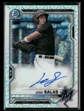 2021 Bowman Chrome Prospect Autographs Mojo Refractor #BMA-JS Jose Salas Marlins