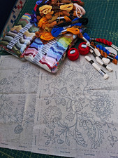 Mixed lot of embroidery thread and linen samplers
