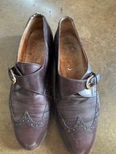 Salvatore Ferragamo Men's Brown Leather Monk Strap Shoes Size US 10 EE Italy VTG