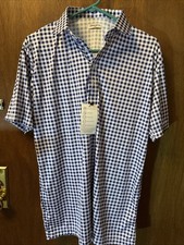 Collars  Co Dress Shirt Moisture Wicking Short Sleeve Blue Men  s Large NWT